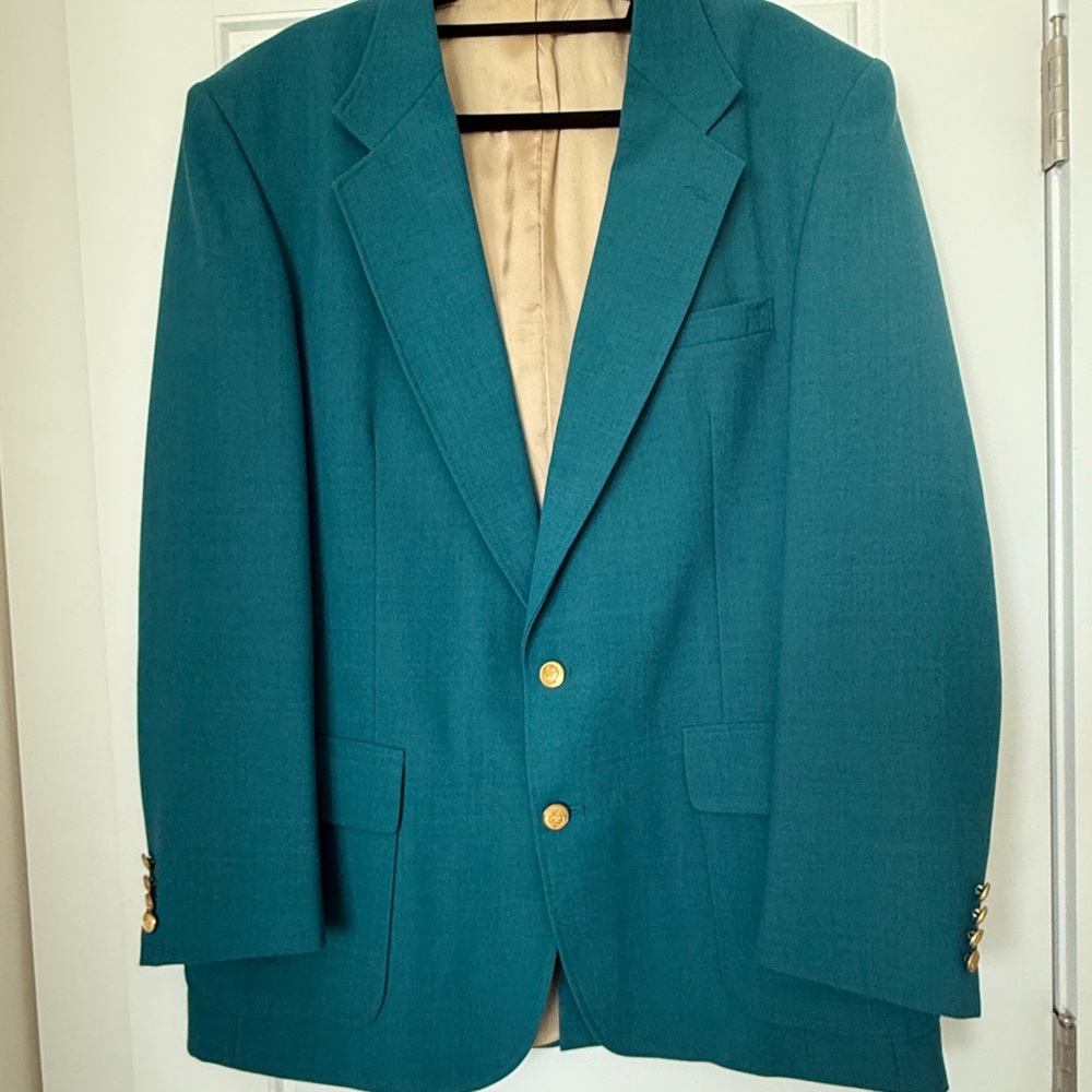 Vintage Andhurst Sport Coat Elegant Teal with Gold Accents Men's 44L Golf